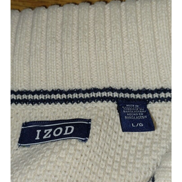 VTG IZOD Sweater Mens Large Fair Isle Nordic Design Grandpa Sweater Y2K Ski Warm - Picture 3 of 4